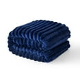 thumbnail image 2 of Fleece Throw Blanket for Couch, 3D Ribbed Blanket Cozy,fluffy,plush Lightweight Throw Blankets for Family Sofa Chair Bed Living Room Bedroom(Navy,59x79 Inch), 2 of 7