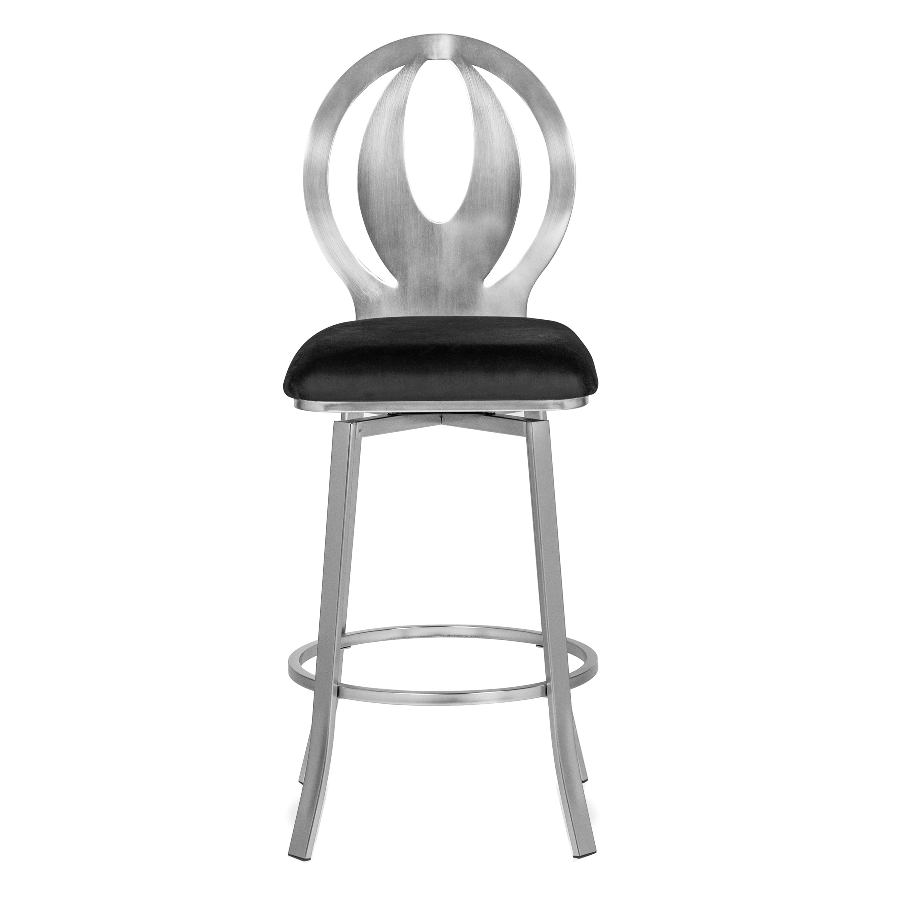 Furniture of America Harper Metal 29"H Round-Back Barstool in Silver (Set of 2)