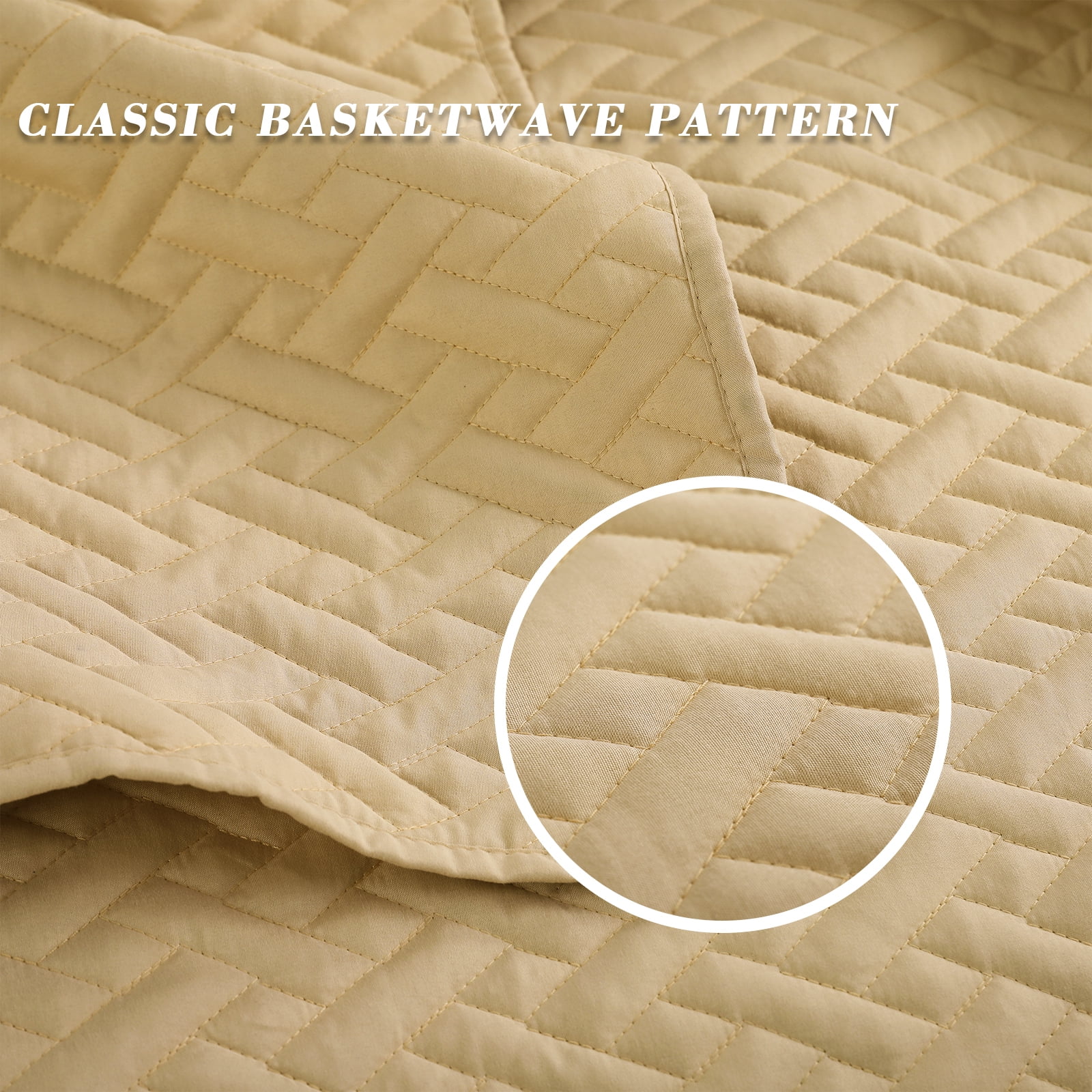 Exclusivo Mezcla 3-Piece King Size Quilt Set, Basket Quilted Bedspread/Coverlet/Bed Cover(96"x 104", Camel)