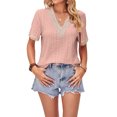 thumbnail image 1 of Lucakuins - Camisetas informales de verano para mujer, manga corta, cuello en V, color de contraste, camisetas holgadas Lucakuins  moda, 1 of 8