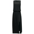 thumbnail image 3 of Pejock Women Summer Bohemian Solid Fork Opening Dress Casual Sleeveless Belt A-Line Maxi Dress Pleated Hem Swing Sun Dress Plus Size Dress Black 3XL (US Size: 14), 3 of 4
