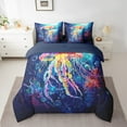 thumbnail image 2 of Erosebridal Rainbow Jellyfish Bed In A Bag 7 Pcs King Size,Ocean Animal Bedding Set Dreamy Jellyfish Bedding Set,Sea Wildlife Coral Bed Set, 2 of 5