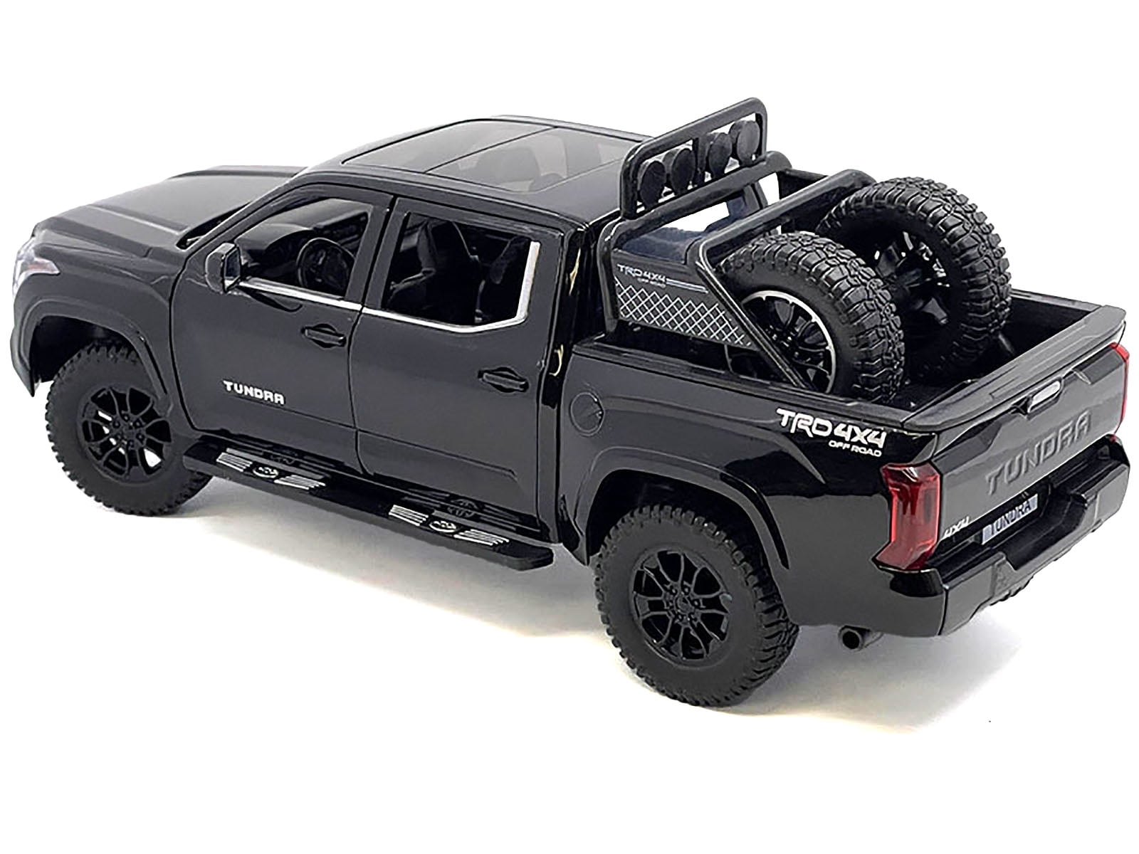 2023 Toyota Tundra TRD 4x4 Pickup Truck Black with Sunroof and Wheel Rack 1/24 Diecast Model Car