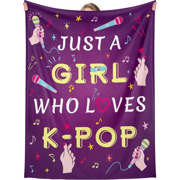 Kpop Merch, K Drama Gifts, Korean Stuff, K Pop Gifts for Teen Girls & Women - Purple Throw Blanket 80x60in, Christmas Blanket