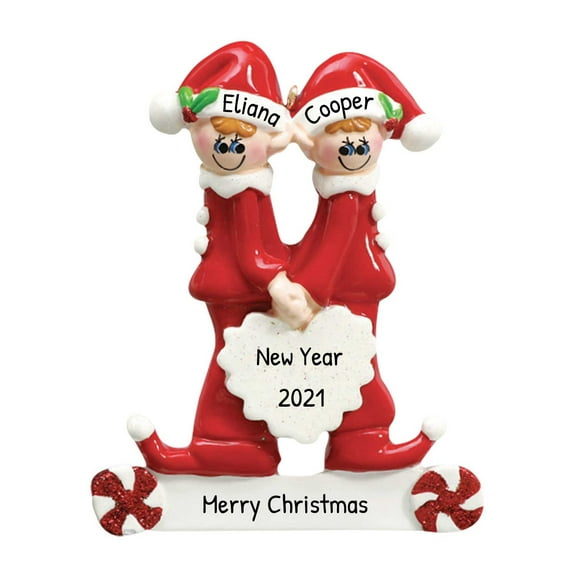 Ornaments by Elves Personalized Elf Sweethearts Couple Ornaments 2024 for Christmas Holiday Decor