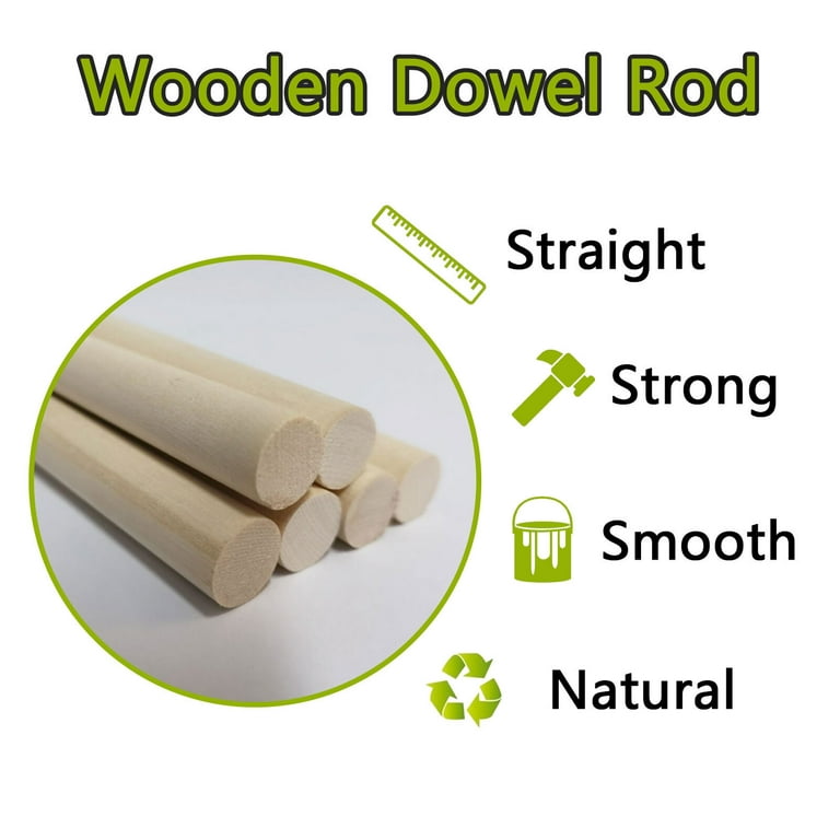 20 Pcs Wooden Dowel Rods for Craft, Unfinished Natural Wood Craft Dowel  Sticks 1/4 Inch / 2/5 Inch x 12 Inch