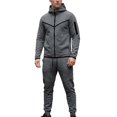 thumbnail image 2 of Ceisia Men Full Zip Hooded Tracksuit Color Stitching Long Sleeve Hoodie And Slim Jogger Pants Sport Suit Dark Gray XL Gift, 2 of 9