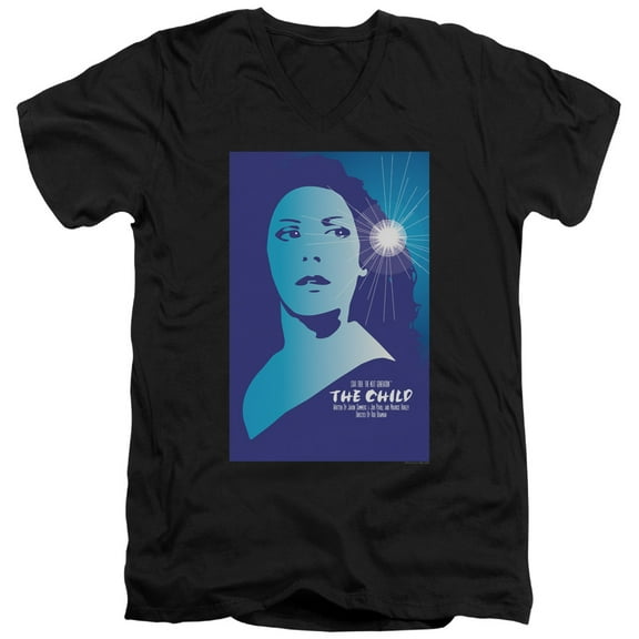 Star Trek Tng Season 2 Episode 1 Adult V-Neck 30/1 T-Shirt Black