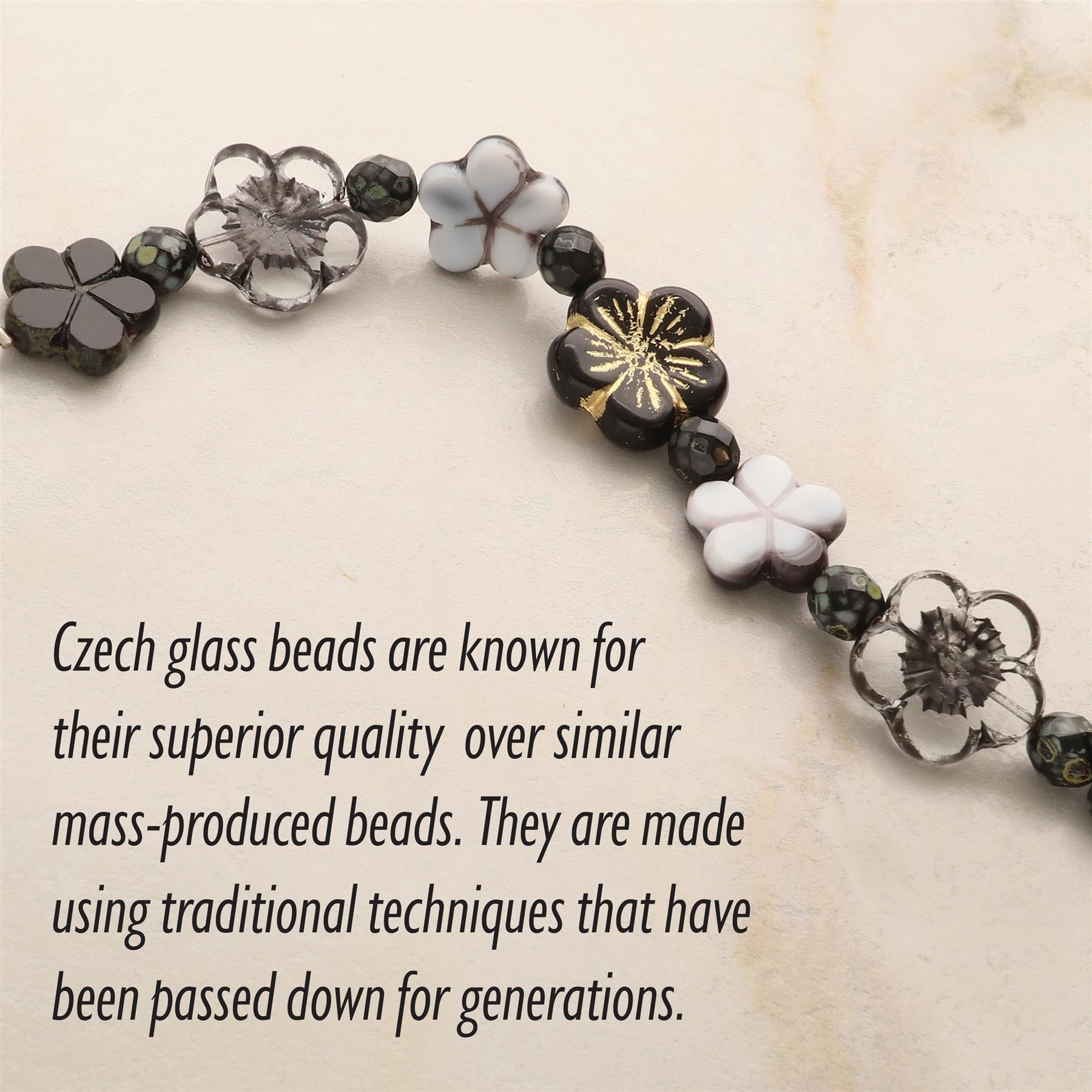 The Beadsmith Czech Glass Strands – Pressed & Table Cut Beads – 6 x 7-Inch Strands, 14 Beads Per Strand – Black Tea Mix – for Jewelry Making, Decorations & DIY Crafts