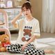 thumbnail image 1 of Conjunto de Pijama grande de manga corta para Mujer, ropa de dormir de punto con puntos de oso de dibujos animados, de algodón, elegante, 5XL, 1 of 4