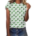 thumbnail image 1 of Pxiakgy Vente Chaude! T-Shirt Trèfle de la Saint-Patrick pour Femmes Chanceux Irlandais Manches Courtes T-Shirt Graphique Trèfle Imprimé Manches Courtes Col Rond Vert Armée TTG, 1 of 5