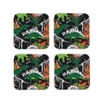 thumbnail image 2 of Balery 4 Pcs Dinosaur Skeletonleather Coasters Set, Drink Table Cup Coasters For Living Room Kitchen Coffee Decor, 2 of 9