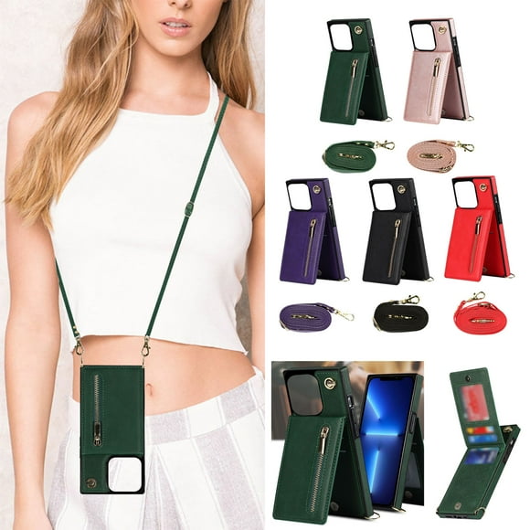 Xihbxyly Artículos En Exceso Liquidación Todo Estuche Tipo Cartera Tipo Bandolera para Tarjetas de Crédito, Apto para Fundas de Móvil con Cremallera, Funda de Piel Tipo Mensajero para Teléfono, Funda