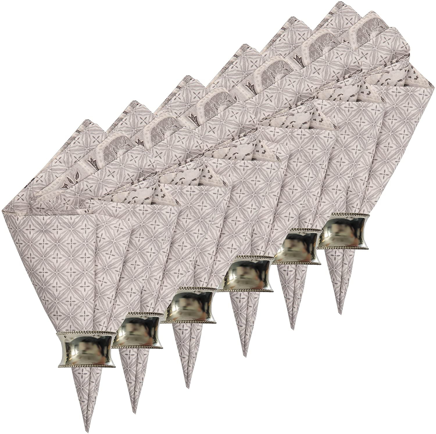 Nazima Gray Reversible Cotton Napkin Set of 6 20x20 Nazima Gray Reversible Cotton Napkin Set of 6 20x20