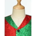 thumbnail image 6 of iiniim Boys Sparkly Sequins Christmas Santa Elf Vest Waistcoat Jacket Sleeveless Latin Jazz Disco Dance Costume Red&Green 6, 6 of 7