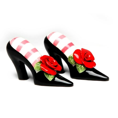 

Sugar High Social - Black Heels with Red Rose Salt & Pepper ShakerBy Babs