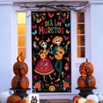 thumbnail image 4 of TanSiDing 2pcs Halloween Day of the Dead Door Cover - Durable Polyester Fabric Decoration for Festival Party Indoor Outdoor Home Door Wall Decor 35*71In, 4 of 6