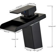 LED Bathroom Basin Sink Faucet Black Waterfall Spout Mixer Tap w/ Cover