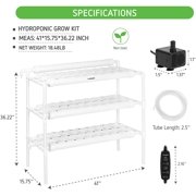 VIVOSUN Hydroponic Grow Kit, 3 Layers 90 Plant Sites 10 PVC Pipes , Water Pump, Pump Timer, Nest Basket and Sponge