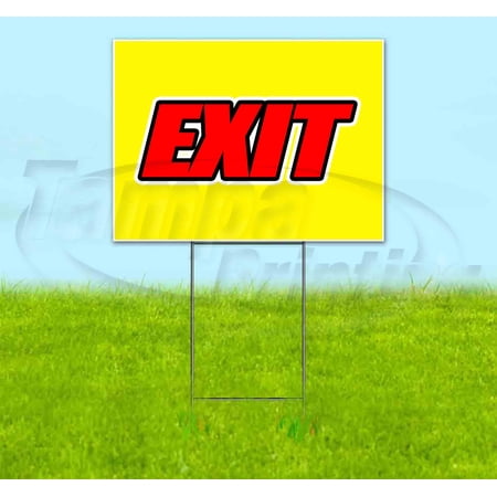 Exit Yellow Background (18 x 24 ) Yard Sign Includes Metal Step Stake