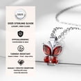 thumbnail image 5 of Bestyle Women Pure 925 Sterling Silver Butterfly Necklace January Created Garnet Necklaces Cute Birthstone Pendant for Butterfly Lovers, 5 of 9