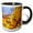 Black/White, variant on 3drose, Wet Yellow Leaves. White Text Thank You. Thanksgiving Theme, 11oz Mug