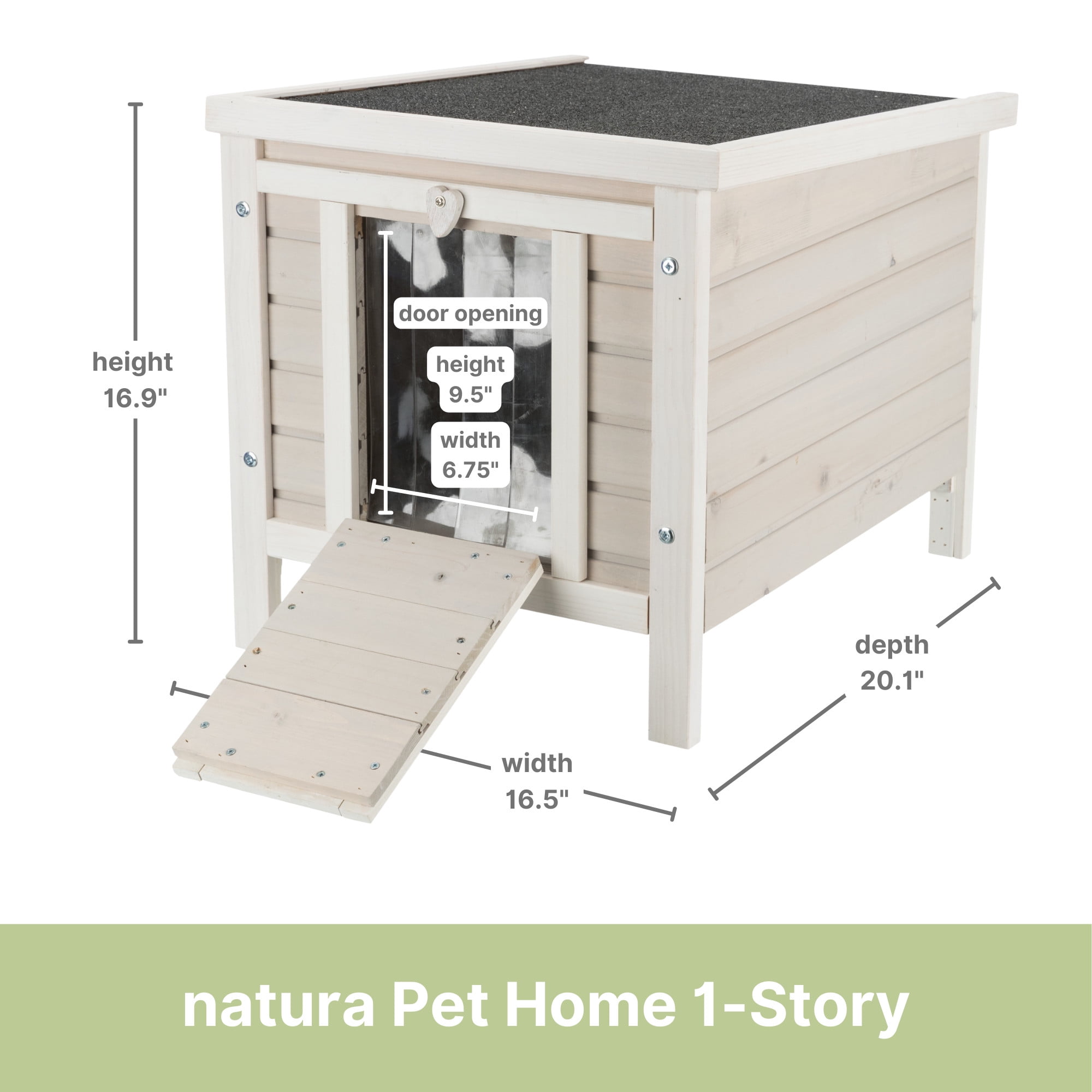 TRIXIE natura 1-Story Weatherproof Small Outdoor Cat House with Hinged Roof, Gray
