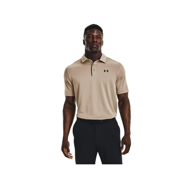 Camiseta Polo de Golf Under Armour Tech para Hombre Sahara/Negro S Alto