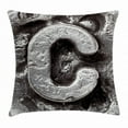thumbnail image 1 of Letter C Throw Pillow Cushion Cover, Fused Elements Aluminum Style Minuscule C Words First Name Theme Background Artwork, Decorative Square Accent Pillow Case, 18 X 18 Inches, Silver, by Ambesonne, 1 of 2