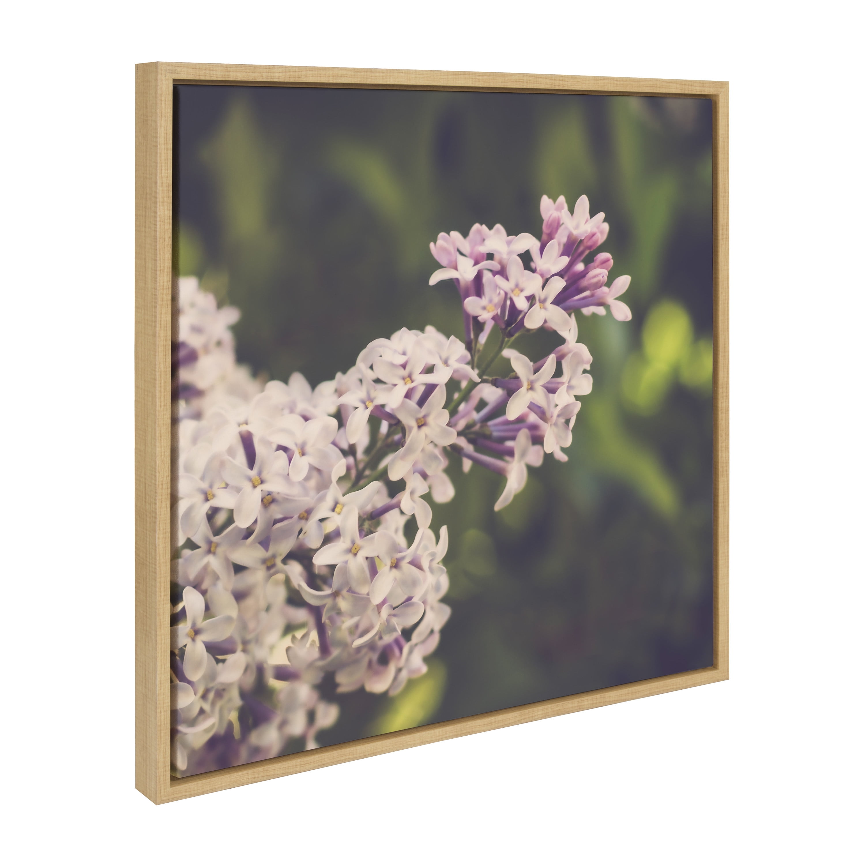 Pastel Lilacs 22x22 Natural Framed Canvas Wall Art