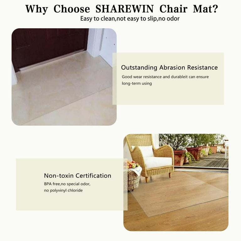 Clear Floor Mat for Office Chair - 48×36 Plastic Chair Mat for  Hardwood/Tile Floors, Multi-Purpose Non-Slip Computer & Desk Chair Mat,  Heavy Duty