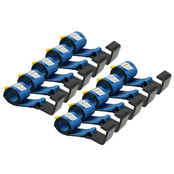 (10 Pack) 4" x 5' Roll Off Container Blue Winch Strap w/Large Flat Hook for Roll Off Truck, 5,400 lbs Working Load Limit