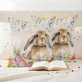 thumbnail image 3 of Easter Rabbit Pillow Covers 2 Pack Spring Floral Leaf Botanical Yellow Bunny Colorful Eggs Rustic Pillowcase Waterproof Outdoor Throw Pillow Cover for Patio Garden Square Cushion 26”x26”, 3 of 9