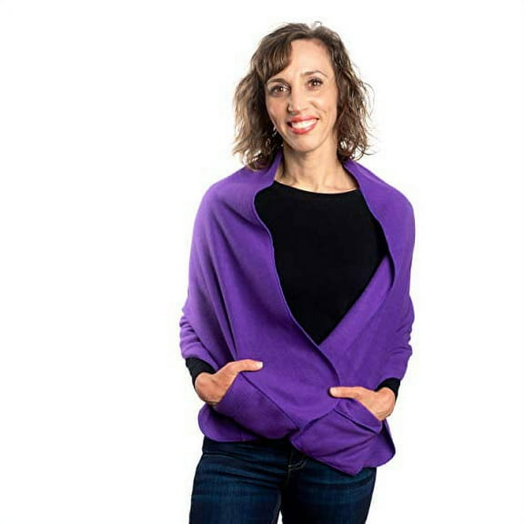 Comfort Finds Polar Fleece Shawl with Pockets Purple - Pack of 2