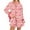 Hot Pink, variant on Uaswgudfs Women's Printed Long Sleeve Striped Bowknot Pajama Set, Comfortable Sleepwear Button Front & Elastic Waist Shorts