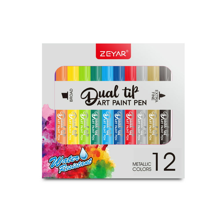 12/24 Colors Metallic Markers Paint Pens Art Writing Markers Paper Stone  Glass Wall Dual Tip