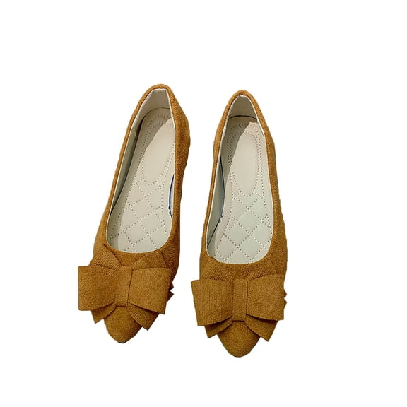 Women's Pointed Toe Bow Ballet Flats Classic Slip On Dress Shoes for Wedding Party Women Fashion Casual Solid Color Shallow Mouth Work Shoes