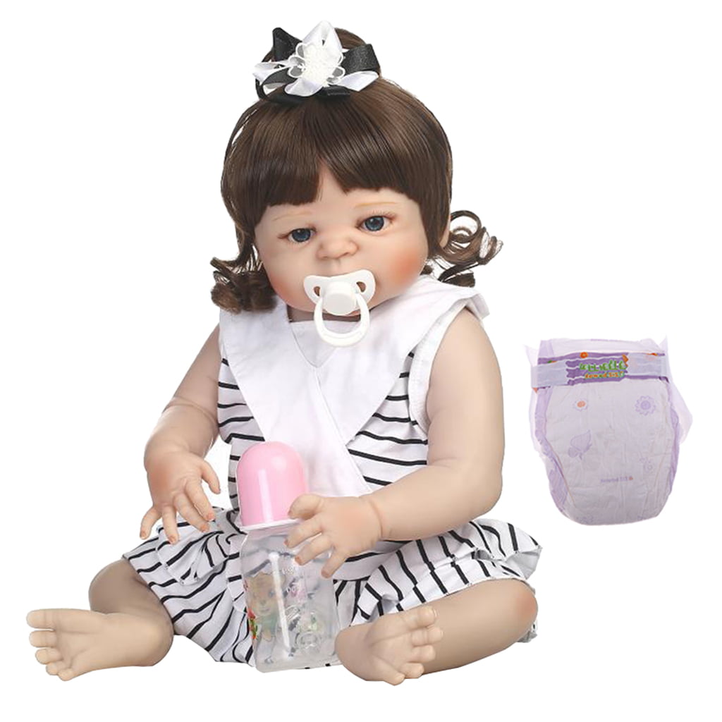 Details about   22'' Reborn Baby Girl Doll Full Body Vinyl Silicone Newborn Gift Bath Curly Hair 