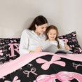 thumbnail image 4 of Erosebridal Ribbon Bow Knot R Personalized Initial Twin Bedding Sets 7-Piece,Black Pink Bow Tie Bedding Comforter Set,Pink Reversible,Microfiber Bedroom Decor, 4 of 6