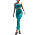 thumbnail image 2 of VISgogo Mujeres Wrap Chest Tops, Sin Mangas Fuera del Hombro Chaleco Cintura Alta Adelgazante Casual Fiesta Verano Traje VISgogo  moda, 2 of 8