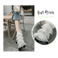 thumbnail image 4 of Women Flared Leg Warmers Star Sequins Layered Ruffles Knee High Socks Aesthetic Boot Cuffs for Streetwear, 4 of 6