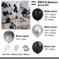thumbnail image 2 of Kit de guirnalda de arco de globos plateados y negros, decoraciones metálicas para fiesta de cumpleaños con mármol de ágata para baby shower, boda, graduación, hombres y mujeres, 2 of 4
