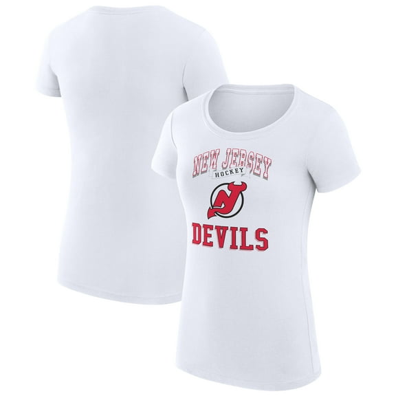 Women's G-III 4Her by Carl Banks White New Jersey Devils Super-Slim Fit Lightweight Team Logo Graphic T-Shirt