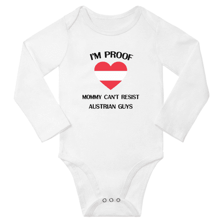 

I m Proof Mommy Can t Resist Austrian Guys Baby Long Sleeve Romper Bodysuit (White 18 Months)