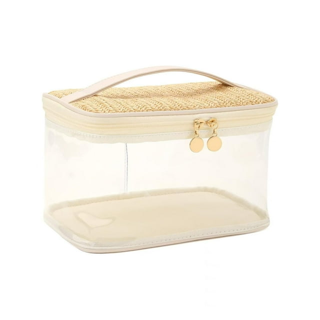 Bolsa de Maquillaje RSRSLEII Boho Grande Transparente de PVC Impermeable con Asa