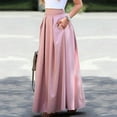thumbnail image 2 of Skirts for Women Solid Color Fashion Women Spring Summer Belt Zipper High Waist Solid Retro Women Pleated Skirt Maxi Loose Fit Fashion Retro Vintage A-Line Swing Pleated Dress with Belt, 2 of 5
