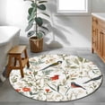 thumbnail image 3 of Round Rugs 4Ft, Pastoral Botanical Round Area Rug Washable Indoor Throw Carpet, Summer Birds Spring Floral Soft Non Slip Circle Rug for Kitchen Nursery Room Home Decor Aesthetic, 3 of 8