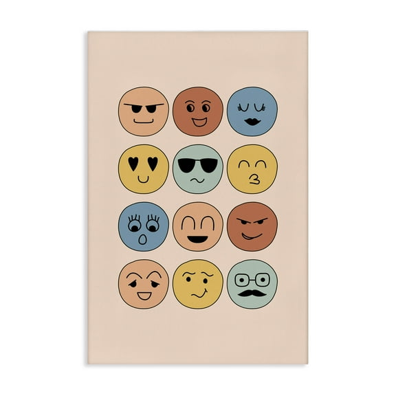 Stupell Industries Varied Expressive Faces Novelty & Humor Painting Wrapped Canvas Art Print Wall Art, 16 x 24