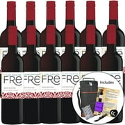 Sutter Home Fre Red Blend Non-Alcoholic Red Wine Experience Bundle with Wine Travel Cooler Bag, Ice Packs, Corkscrew, ChromaCast Pop Socket, Seasonal Wine Pairings & Recipes, 12/750ML 12-Pack