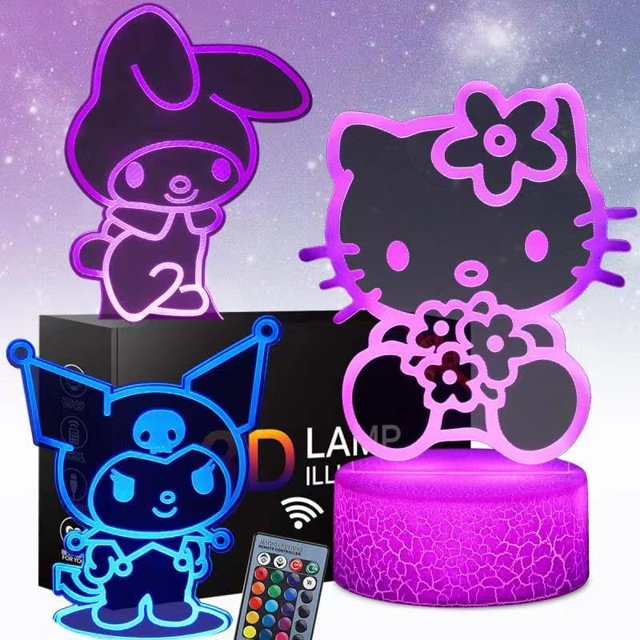 Lámpara de noche Sunduck 3D Illusion Cat con control remoto de 16 colores